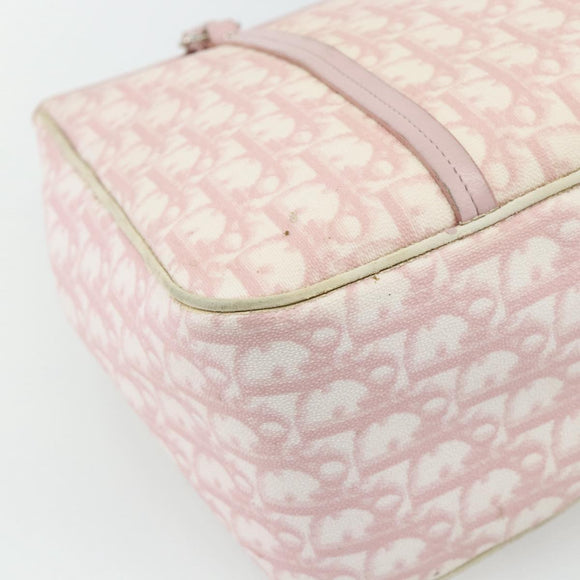 Christian Dior Trotter Canvas Romantic Tote Bag PVC Pink Silver Auth SW986