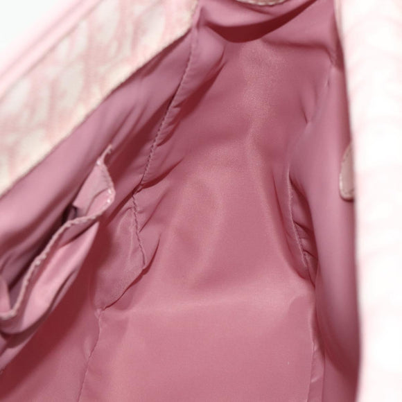 Christian Dior Trotter Canvas Romantic Tote Bag PVC Pink Silver Auth SW986