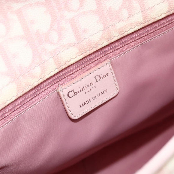 Christian Dior Trotter Canvas Romantic Tote Bag PVC Pink Silver Auth SW986