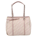 Christian Dior Trotter Canvas Romantic Tote Bag PVC Pink Silver Auth SW986-13