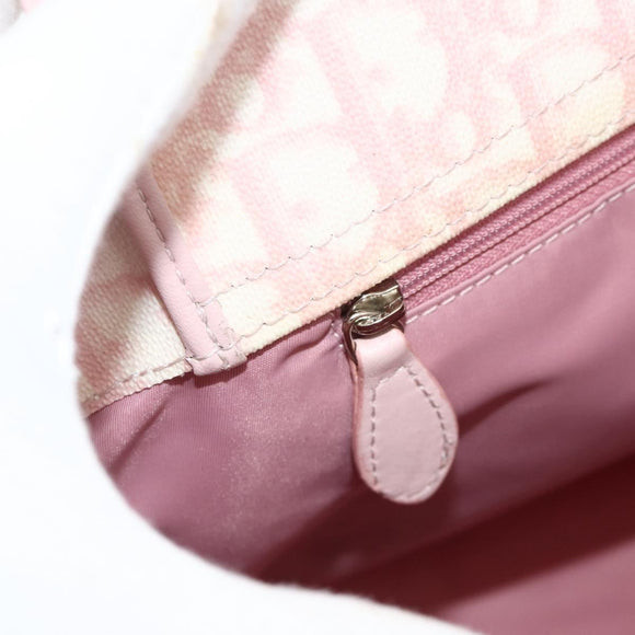 Christian Dior Trotter Canvas Romantic Tote Bag PVC Pink Silver Auth SW986