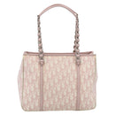 Christian Dior Trotter Canvas Romantic Tote Bag PVC Pink Silver Auth SW986-2