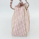 Christian Dior Trotter Canvas Romantic Tote Bag PVC Pink Silver Auth SW986-4