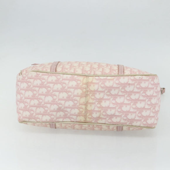 Christian Dior Trotter Canvas Romantic Tote Bag PVC Pink Silver Auth SW986