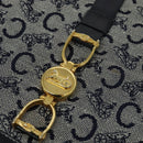 CELINE C Sulky Shoulder Bag Canvas Navy Gold Auth SW991-17