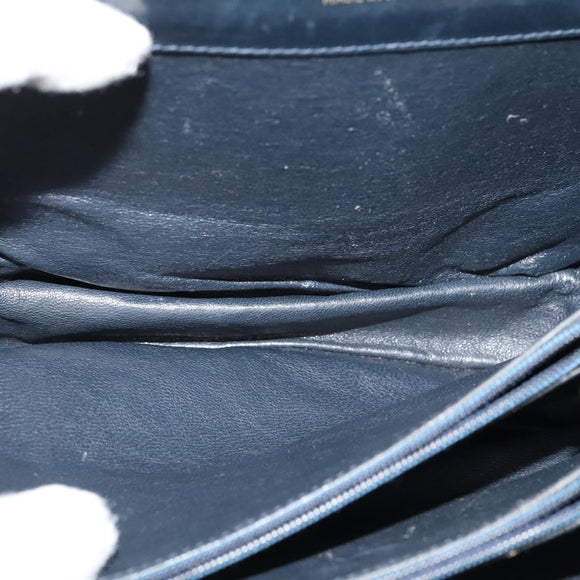 CELINE C Sulky Shoulder Bag Canvas Navy Gold Auth SW991