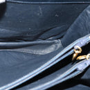 CELINE C Sulky Shoulder Bag Canvas Navy Gold Auth SW991-19