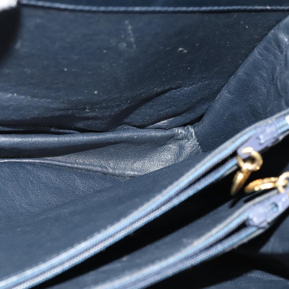 CELINE C Sulky Shoulder Bag Canvas Navy Gold Auth SW991