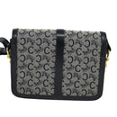 CELINE C Sulky Shoulder Bag Canvas Navy Gold Auth SW991-2
