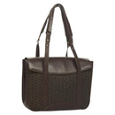 CELINE C Macadam Canvas Hand Bag Brown Gold Auth SW992-1