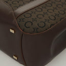CELINE C Macadam Canvas Hand Bag Brown Gold Auth SW992-11