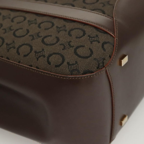 CELINE C Macadam Canvas Hand Bag Brown Gold Auth SW992