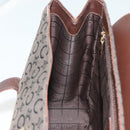 CELINE C Macadam Canvas Hand Bag Brown Gold Auth SW992-17