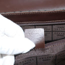CELINE C Macadam Canvas Hand Bag Brown Gold Auth SW992-20