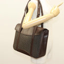 CELINE C Macadam Canvas Hand Bag Brown Gold Auth SW992-21