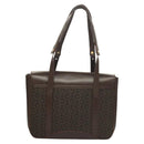 CELINE C Macadam Canvas Hand Bag Brown Gold Auth SW992-3