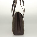 CELINE C Macadam Canvas Hand Bag Brown Gold Auth SW992-5