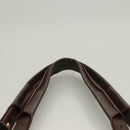 CELINE C Macadam Canvas Hand Bag Brown Gold Auth SW992-8