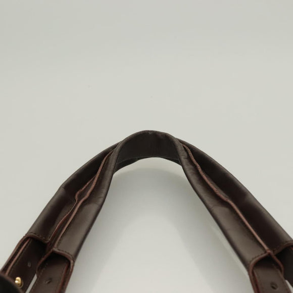 CELINE C Macadam Canvas Hand Bag Brown Gold Auth SW992