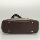CELINE C Macadam Canvas Hand Bag Brown Gold Auth SW992-9