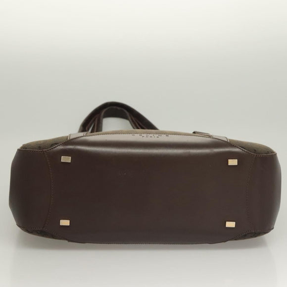 CELINE C Macadam Canvas Hand Bag Brown Gold Auth SW992