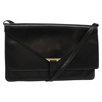 LOEWE Shoulder Bag Leather Black Gold Auth SW994