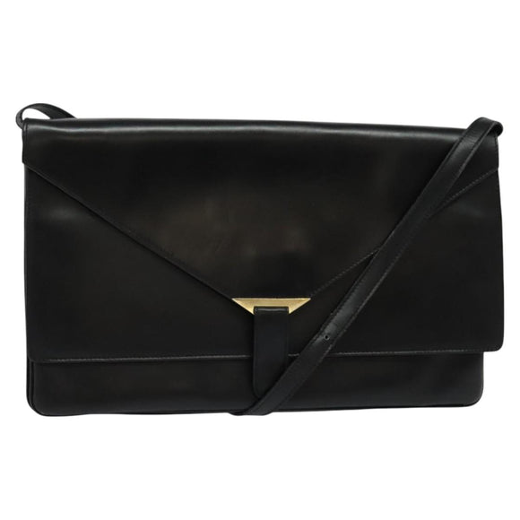 LOEWE Shoulder Bag Leather Black Gold Auth SW994