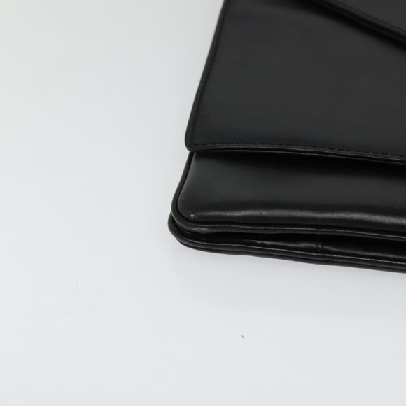 LOEWE Shoulder Bag Leather Black Gold Auth SW994