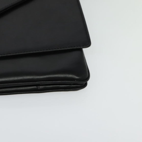 LOEWE Shoulder Bag Leather Black Gold Auth SW994