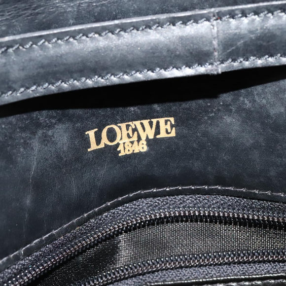 LOEWE Shoulder Bag Leather Black Gold Auth SW994