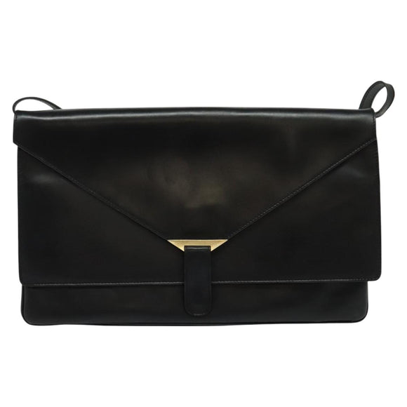 LOEWE Shoulder Bag Leather Black Gold Auth SW994