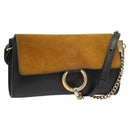 Chloe Fay Shoulder Bag Leather Suede Navy Gold Auth SW999-1