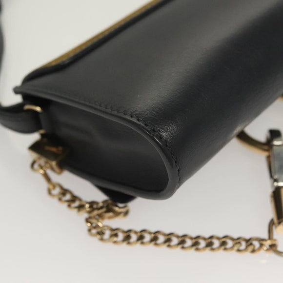 Chloe Fay Shoulder Bag Leather Suede Navy Gold Auth SW999