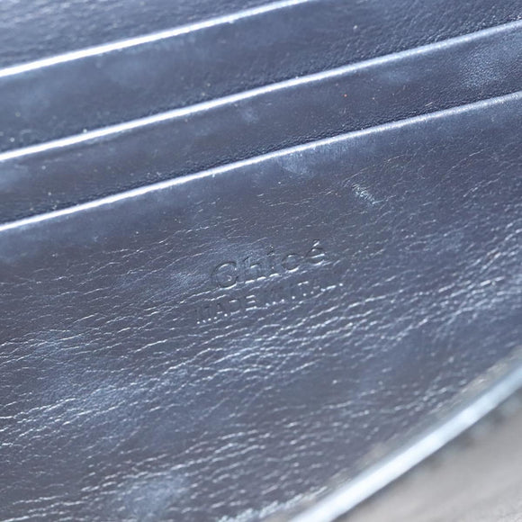 Chloe Fay Shoulder Bag Leather Suede Navy Gold Auth SW999