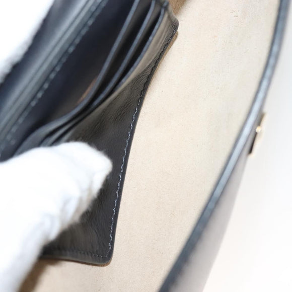 Chloe Fay Shoulder Bag Leather Suede Navy Gold Auth SW999