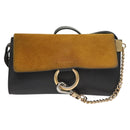 Chloe Fay Shoulder Bag Leather Suede Navy Gold Auth SW999-13