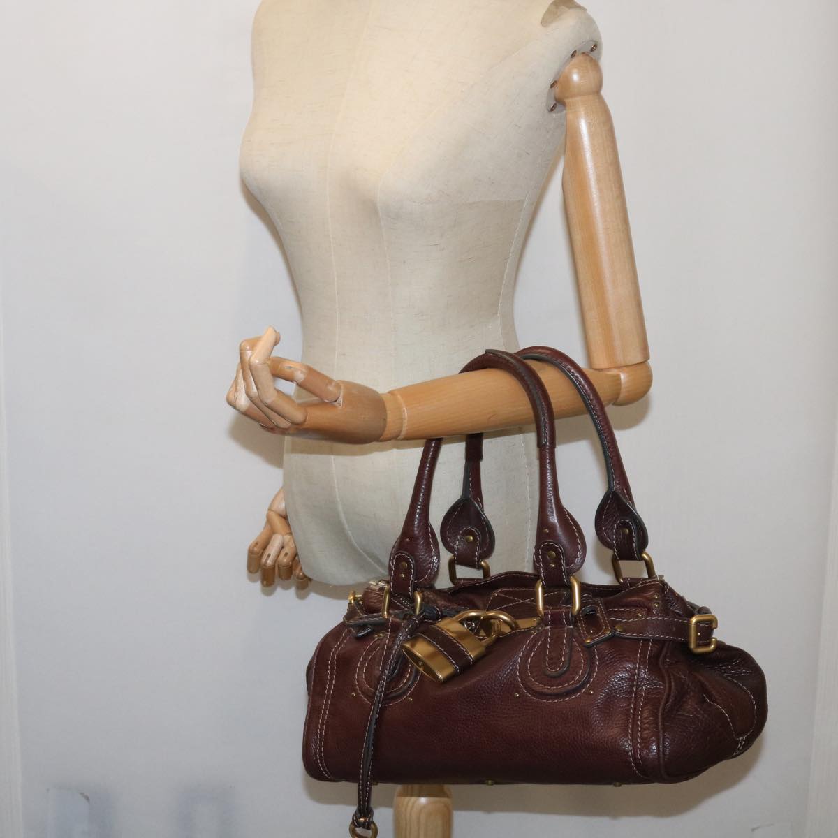 Chloe Paddington Hand Bag Leather Brown 0308515276 Auth tb1020