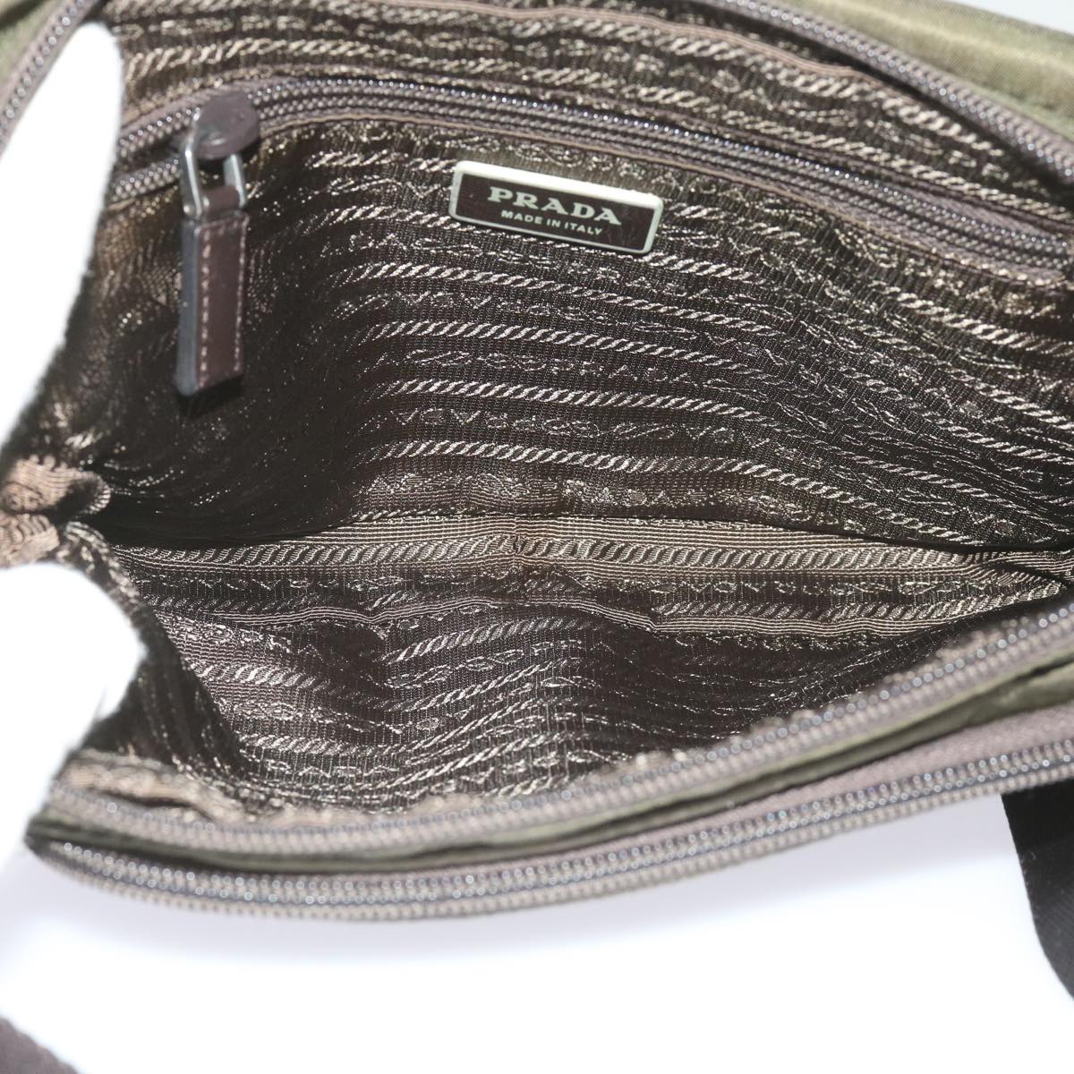 PRADA Shoulder Bag Nylon Khaki Auth tb1041