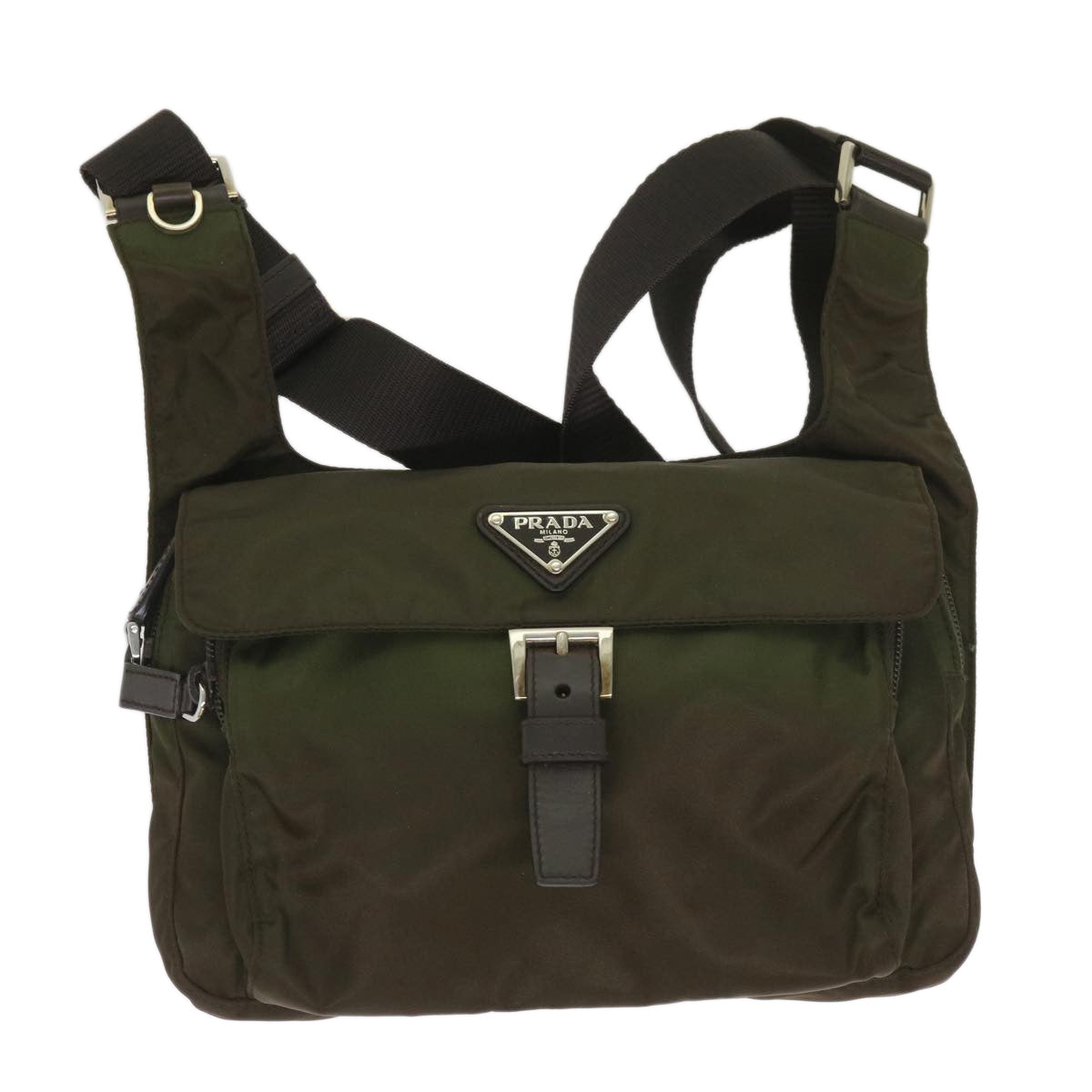 PRADA Shoulder Bag Nylon Khaki Auth tb1041
