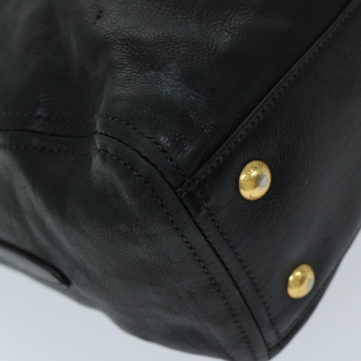 PRADA Tote Bag Leather 2way Black Auth tb1054