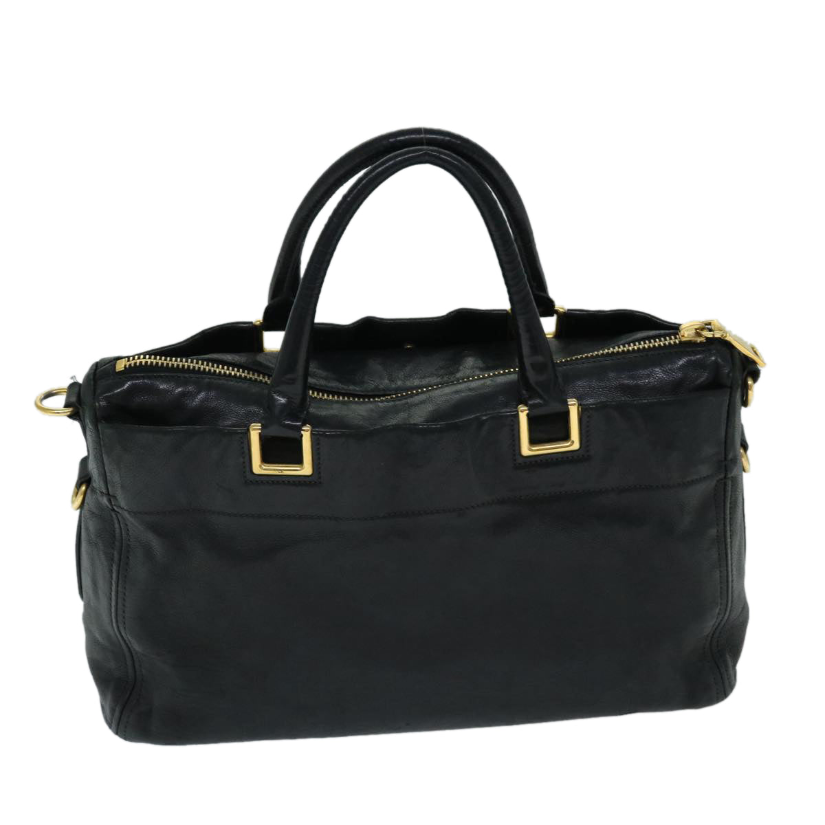 PRADA Tote Bag Leather 2way Black Auth tb1054 - 0