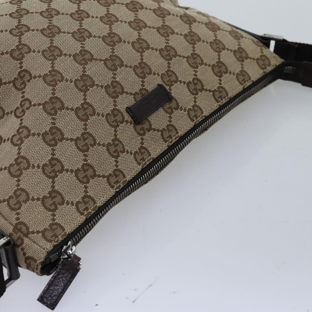 GUCCI GG Canvas Shoulder Bag Beige 114273 Auth tb1081