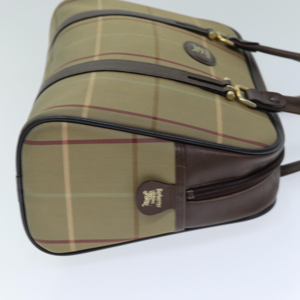 Burberrys Nova Check Hand Bag Canvas Beige Auth tb1083