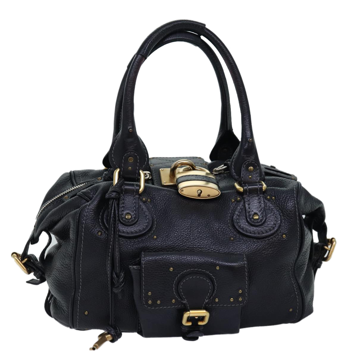 Chloe Paddington Hand Bag Leather Black 03 10 51 5276 Auth tb1090