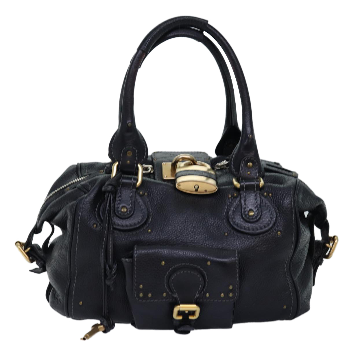 Chloe Paddington Hand Bag Leather Black 03 10 51 5276 Auth tb1090 - 0