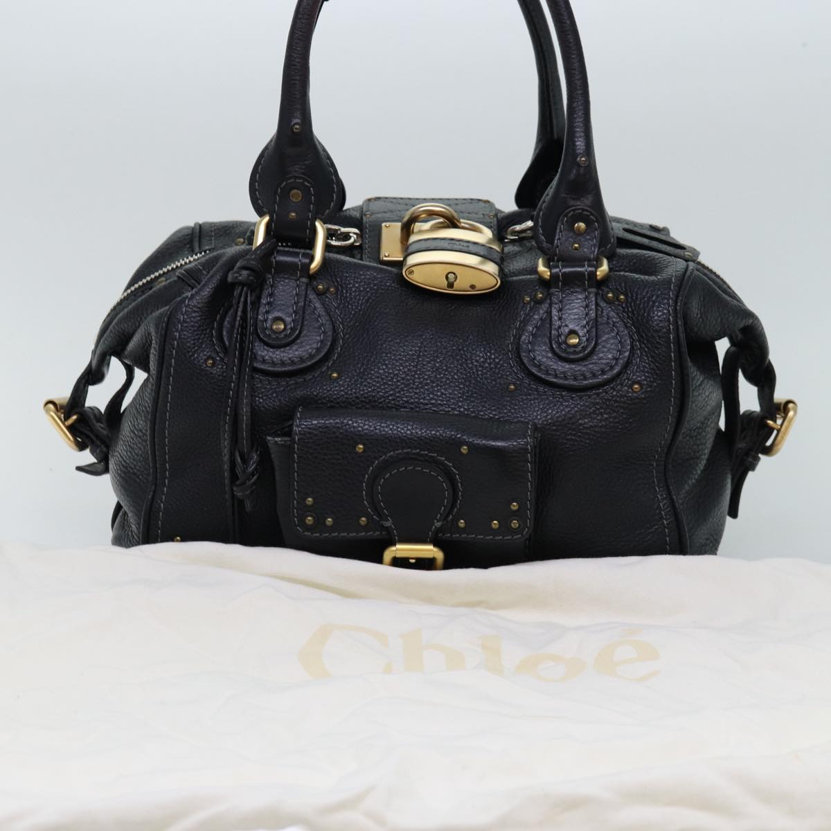 Chloe Paddington Hand Bag Leather Black 03 10 51 5276 Auth tb1090