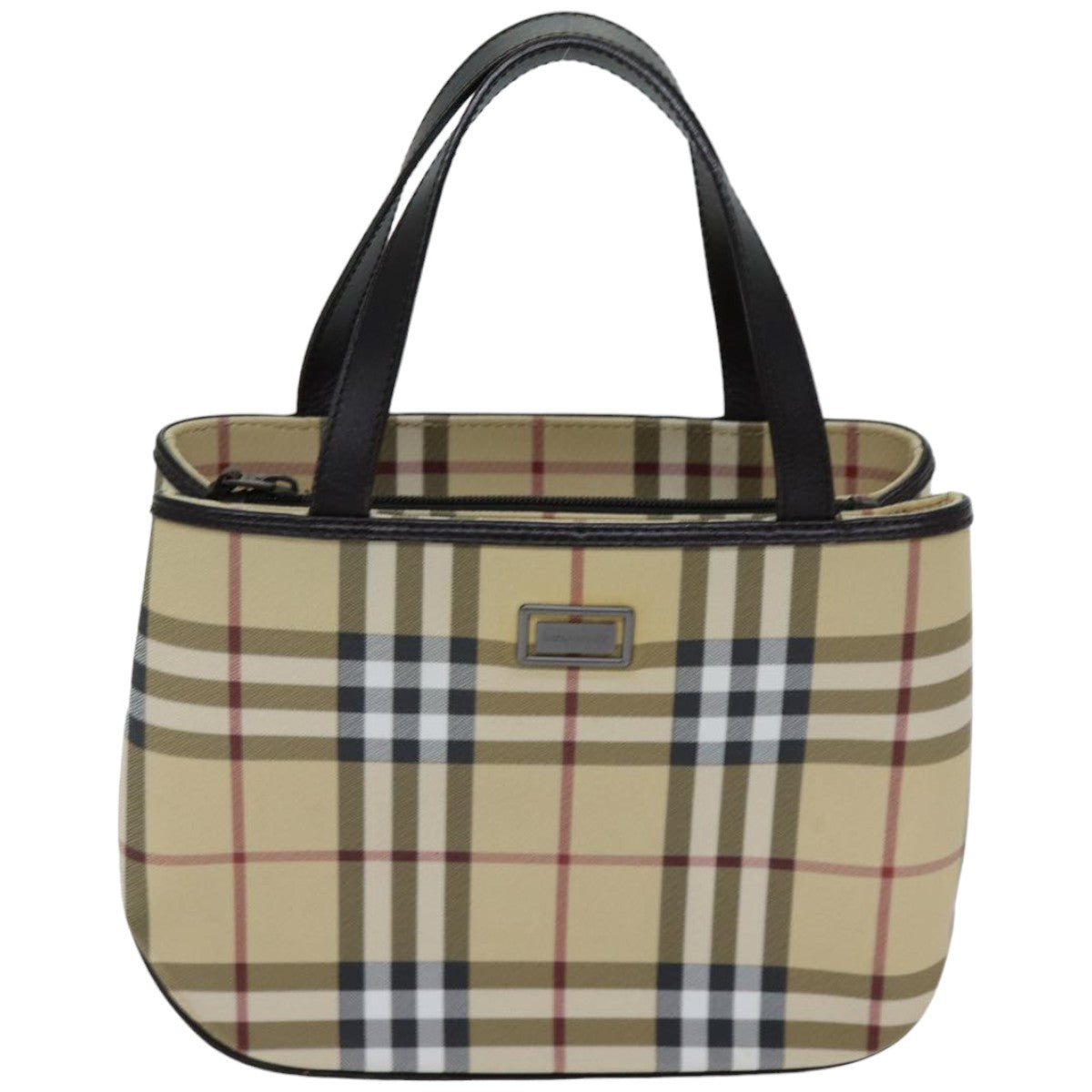 BURBERRY Nova Check Hand Bag Coated Canvas Beige Auth tb1099 - 0