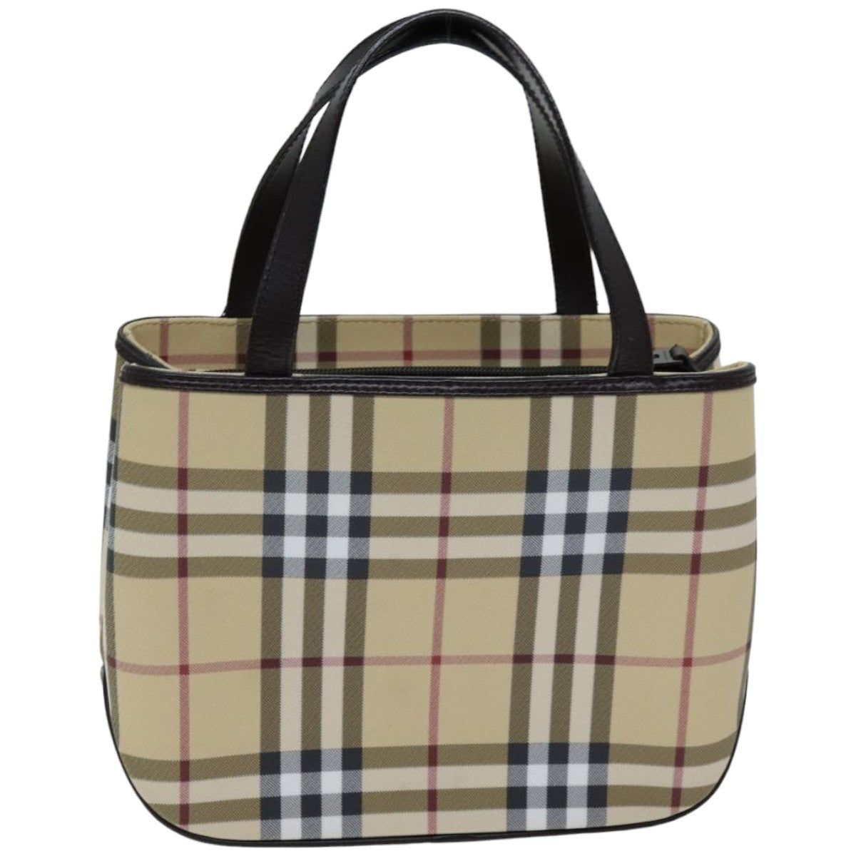 BURBERRY Nova Check Hand Bag Coated Canvas Beige Auth tb1099