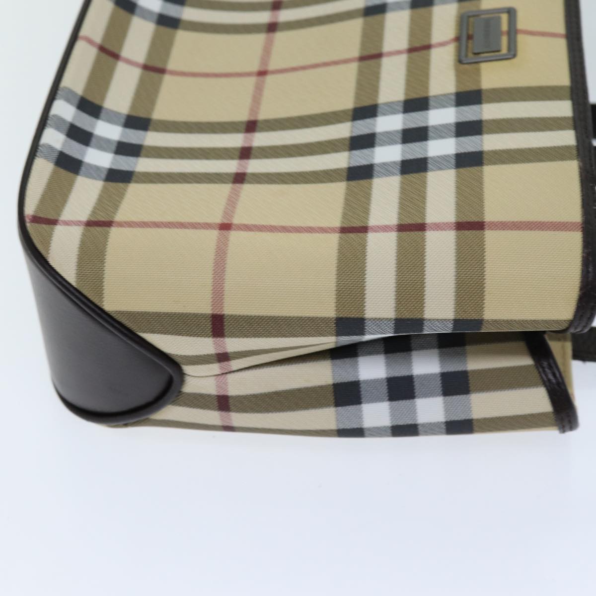 BURBERRY Nova Check Hand Bag Coated Canvas Beige Auth tb1099