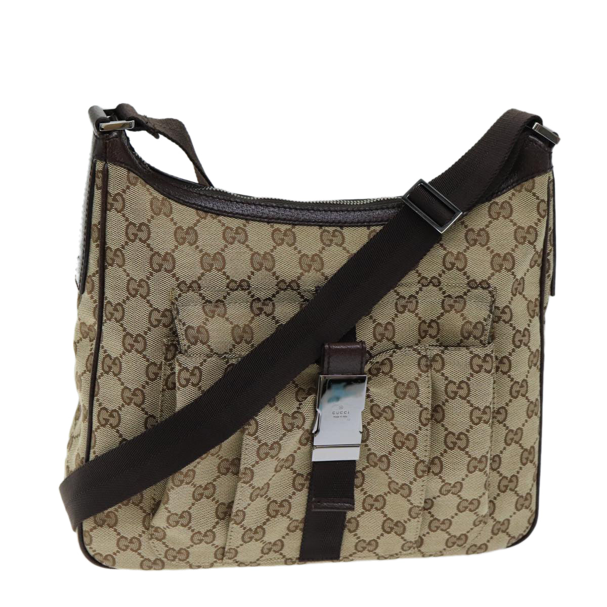 GUCCI GG Canvas Shoulder Bag Beige 131211 Auth tb1106